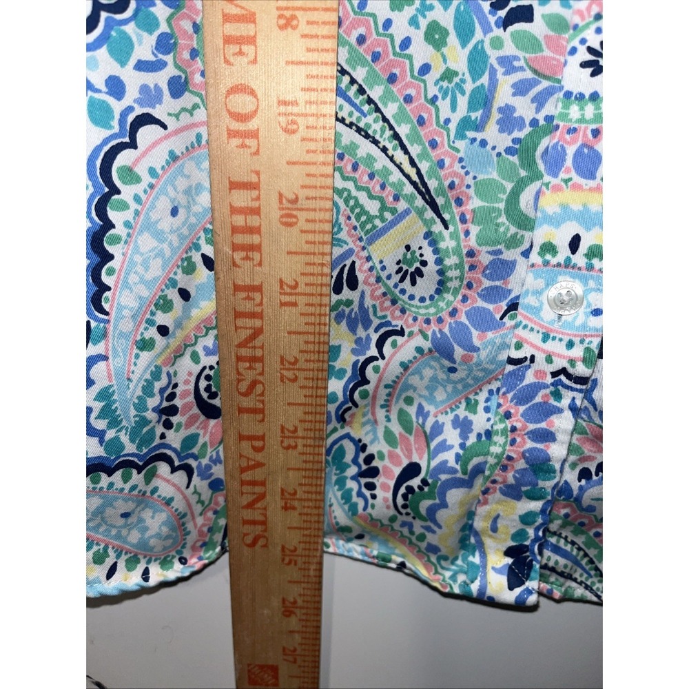 Chaps No Iron Paisley Shirt Womens Size Large Colorful Preppy Classic - Picture 3 of 6